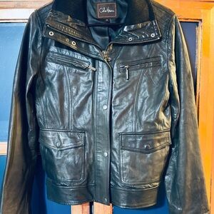 Cole Haan Leather Bomber Jacket